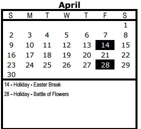 District School Academic Calendar for Christus Santa Rosa for April 2017