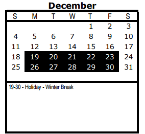 District School Academic Calendar for Eloise Japhet Elementary for December 2016