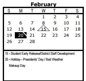 District School Academic Calendar for Wm B Travis Elementary for February 2017