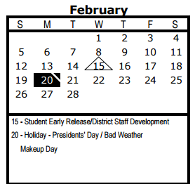 District School Academic Calendar for Highland Park Elementary for February 2017