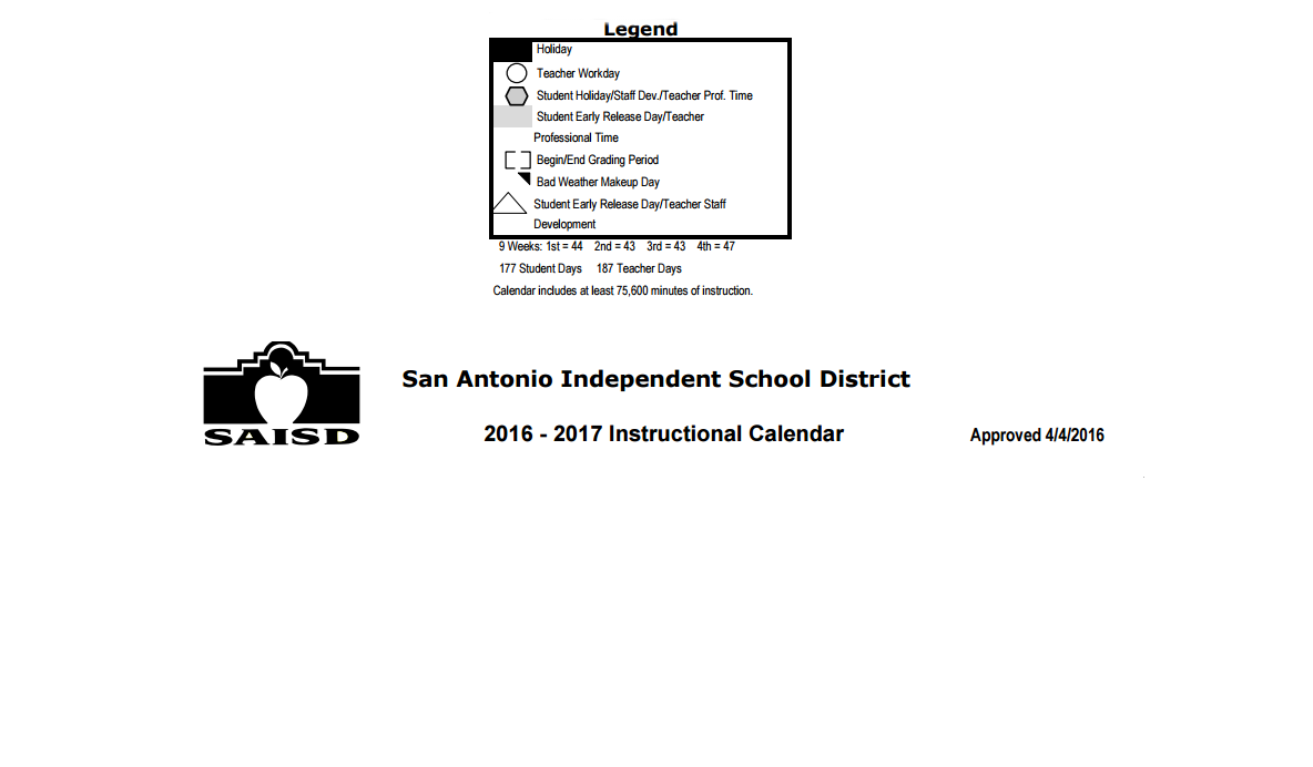 District School Academic Calendar Key for J T Brackenridge Academy