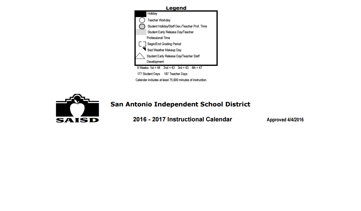 District School Academic Calendar Key for Wm B Travis Elementary