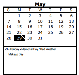 District School Academic Calendar for Tynan Elementary for May 2017