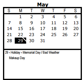 District School Academic Calendar for Wm B Travis Elementary for May 2017