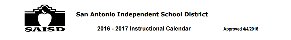 District School Academic Calendar for Wm B Travis Elementary