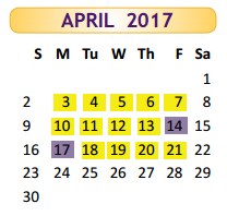 District School Academic Calendar for Miller Jordan Middle for April 2017