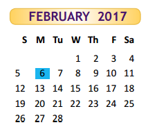 District School Academic Calendar for Fred Booth for February 2017