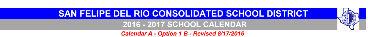 District School Academic Calendar for Juvenile Detention Center