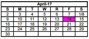 District School Academic Calendar for Miller Middle School for April 2017