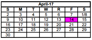 District School Academic Calendar for Crockett Elementary for April 2017