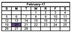District School Academic Calendar for Miller Middle School for February 2017