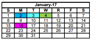 District School Academic Calendar for Bonham Pk for January 2017