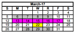 District School Academic Calendar for Travis Elementary for March 2017