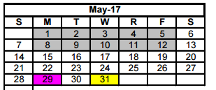 District School Academic Calendar for Dezavala Elementary for May 2017