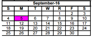 District School Academic Calendar for Bonham Pk for September 2016