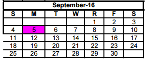 District School Academic Calendar for Bowie Elementary for September 2016