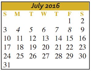 District School Academic Calendar for Jefferson Ave Elementary for July 2016