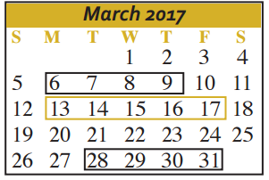 District School Academic Calendar for Juan Seguin Pre-kindergarten for March 2017