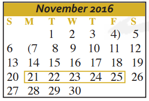 District School Academic Calendar for Ball Elementary for November 2016