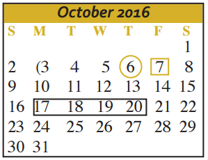 District School Academic Calendar for Vogel Elementary for October 2016