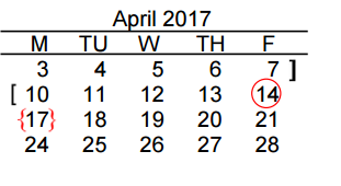 District School Academic Calendar for B L Gray Junior High for April 2017