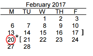 District School Academic Calendar for B L Gray Junior High for February 2017