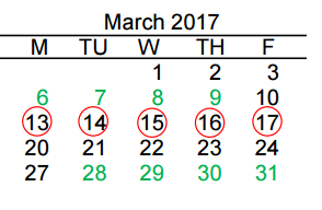 District School Academic Calendar for Donna Wernecke Elementary School for March 2017