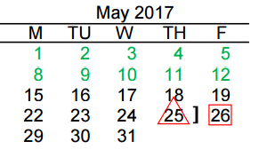 District School Academic Calendar for Beto House for May 2017