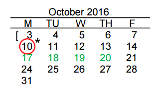 District School Academic Calendar for Elementary Aep for October 2016