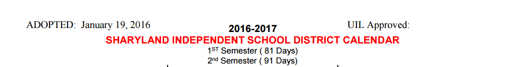 District School Academic Calendar for Elementary Aep