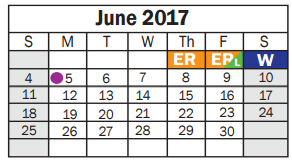 District School Academic Calendar for Sheldon 6th Grade Campus for June 2017