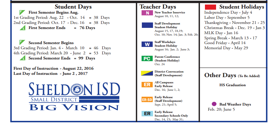 District School Academic Calendar Key for C E King High School