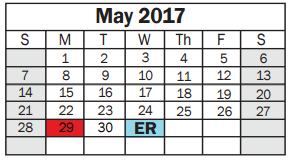 District School Academic Calendar for Sheldon Jjaep for May 2017