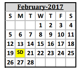 District School Academic Calendar for Washington Elementary for February 2017