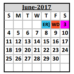 District School Academic Calendar for Douglass Learning Ctr for June 2017