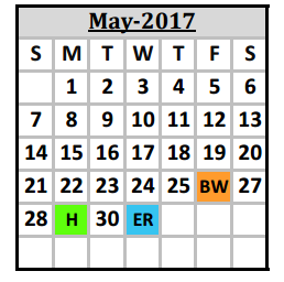 District School Academic Calendar for Perrin Elementary for May 2017