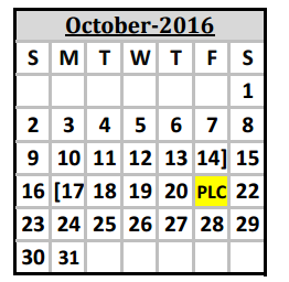 District School Academic Calendar for Piner Middle School for October 2016