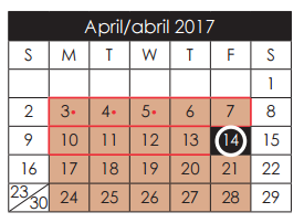 District School Academic Calendar for Keys Academy for April 2017