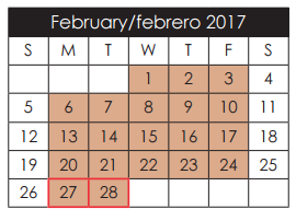 District School Academic Calendar for H D Hilley Elementary for February 2017