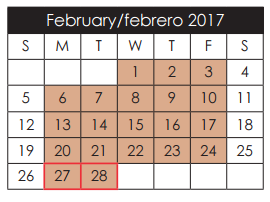 District School Academic Calendar for Americas High School for February 2017