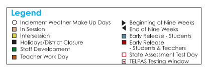 District School Academic Calendar Legend for Elfida Chavez Elementary