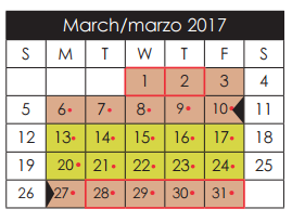 District School Academic Calendar for Socorro Middle for March 2017
