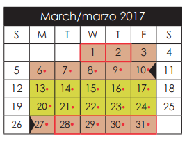 District School Academic Calendar for Salvador Sanchez Middle for March 2017