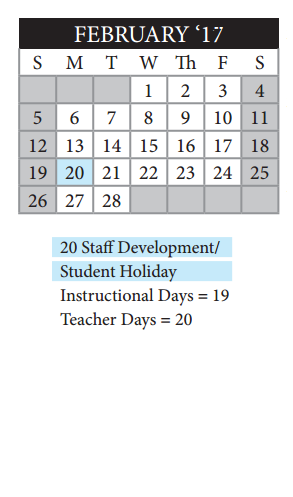 District School Academic Calendar for Life Skills Program For Student Pa for February 2017