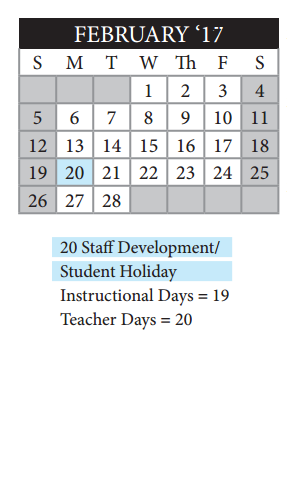 District School Academic Calendar for So San Antonio Career Ed Ctr for February 2017