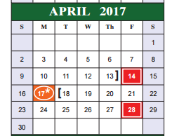 District School Academic Calendar for Sky Harbour Elementary for April 2017