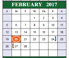 District School Academic Calendar for Southwest High School for February 2017