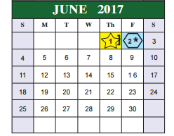 District School Academic Calendar for Big Country Elementary for June 2017