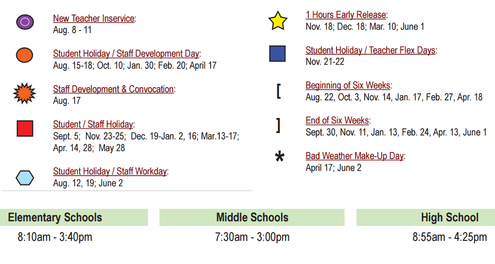 District School Academic Calendar Key for Hidden Cove Elementary