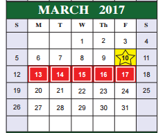 District School Academic Calendar for Bob Hope Elementary for March 2017